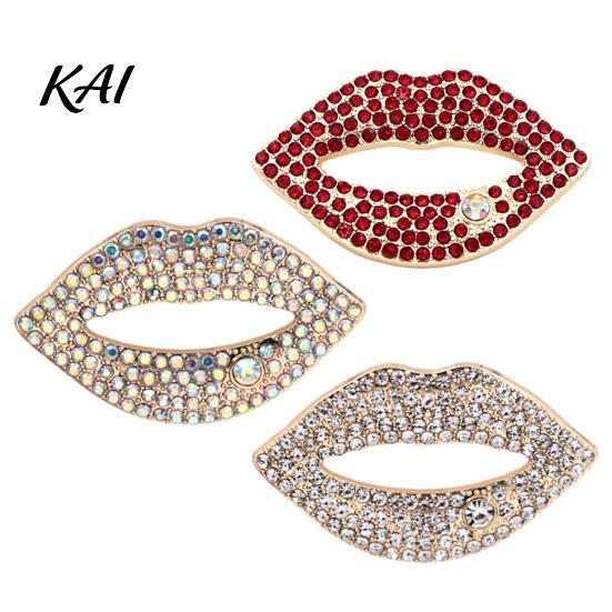 Lip Design Jewelry Sexy Rhinestone Brooch for Women, Red Shape Lapel Decorative Accessories Pin, Clothing Accessory Suits Coats Scarves Shawls