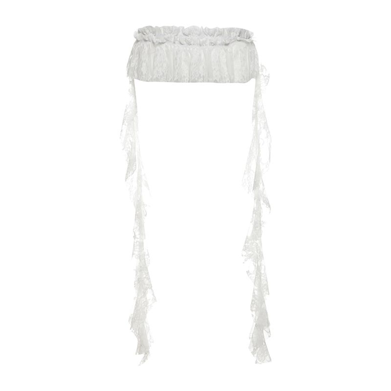 

# Sisjuly# Korean Series Subculture Jazz Jacquard Lace Tassel Skirt for Women Versitile Fashion See-through Waist Seal White A