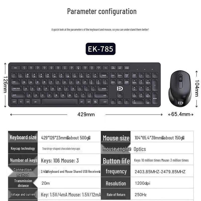 BIAZE Ultra-thin Silent Wireless Keyboard Mouse Combo