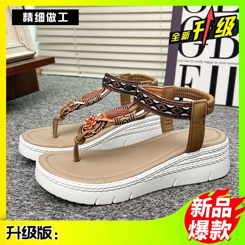 2025 summer new bohemian ethnic style platform sandals women comfortable sandals women 36 хаки 3429₽