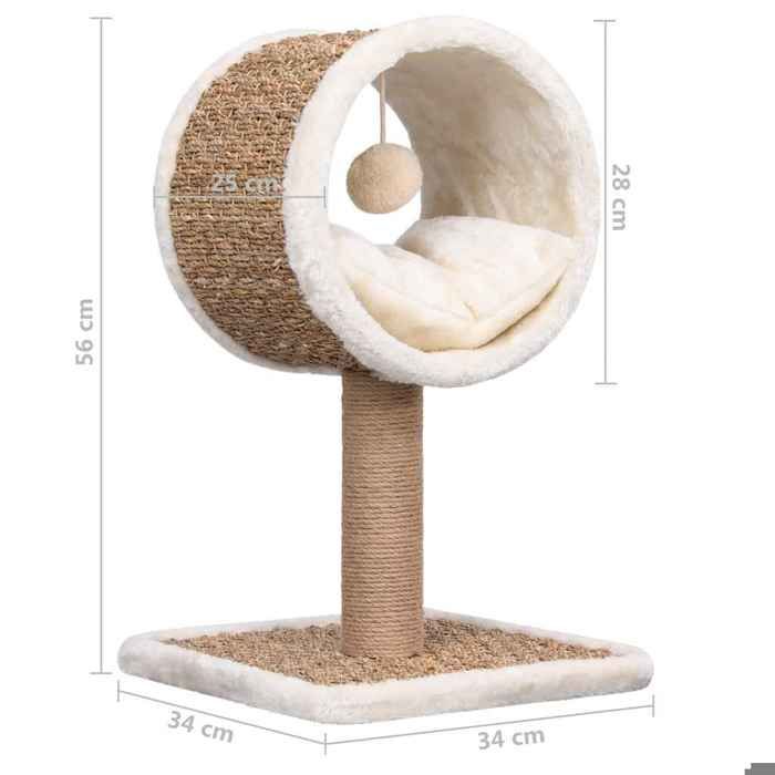 Cat Tree - vidaXL - Seagrass - 56 Cm - Top Tunnel - Hanging Toy