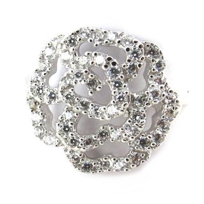 Silver Ring 'Rosa Romantica' White