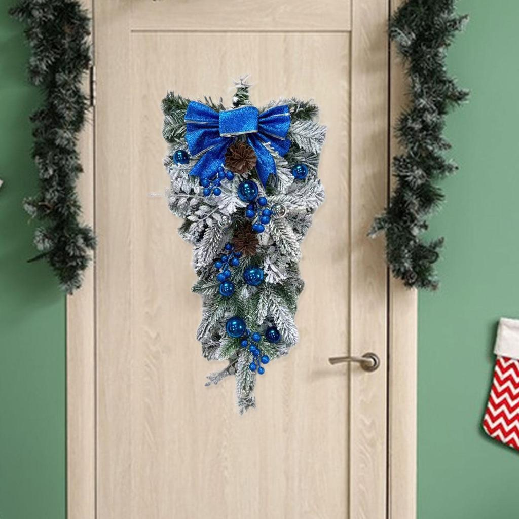 Decorative Holiday Door Wreath Realistic Artificial Garland for Christmas Party Home Office Entryway Wall
