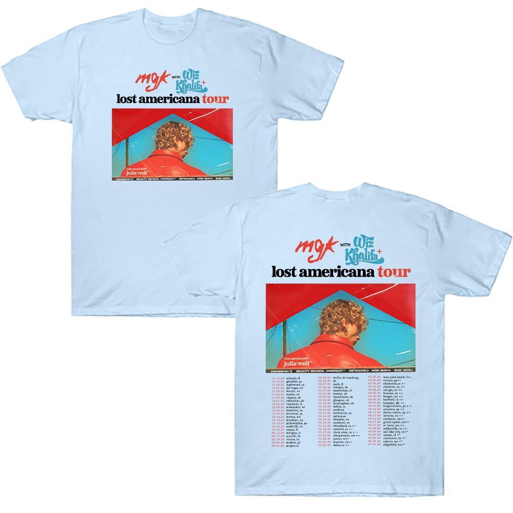 Rapper MGK Lost Tour 2025 2026 Ανδρικά T-Shirts Στρογγυλή Λαιμόκοψη Βαμβακερά Ρούχα Unisex Καινούργια Μπλουζάκια Κοντομάνικα Καλοκαιρινά Αναπνέοντα Streetwear