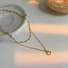 Double-layered Pearl Ring Pendant Necklace - Fashionable Accessory for Women, Collar Chain, Elegant Neck Chain