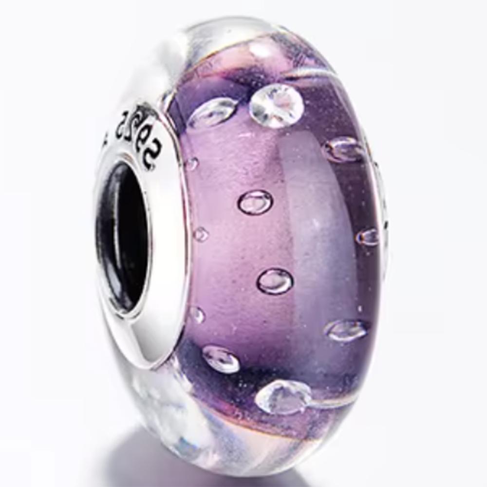 Brand New Authentic Original Copper Metal Flower and Leaf Cosmic Rainbow Charm Bead Component Murano Glass Bead Components Designed For Bracelet High