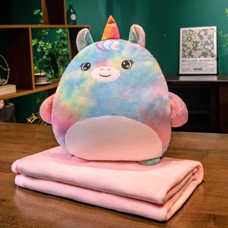 2-in-1 Plush Pillow Flange Plush Blanket,Cartoon Warm Hand Doll Office Nap Leg Cover Artifact Soft Comfortable Storage Design