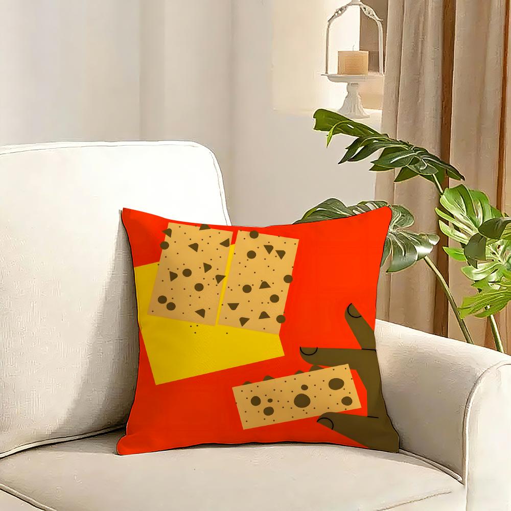 food illustration Cushion Cover Reversible Plush Pillow Cover Soft Fluffy Home Decor for Sofa Bedroom