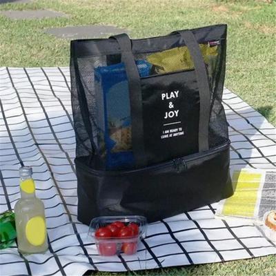 Borsa da Spiaggia da Picnic all'Aperto Borsa a Rete Trasparente ad Alta Capacità Borsa Tote a Doppio Isolamento Pranzo Ufficio Merenda