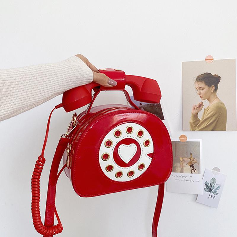 Geantă de umăr creativă Yogodlns pentru femei, în formă de telefon, geantă retro de designer din piele PU Poșete pentru telefon și geantă mică