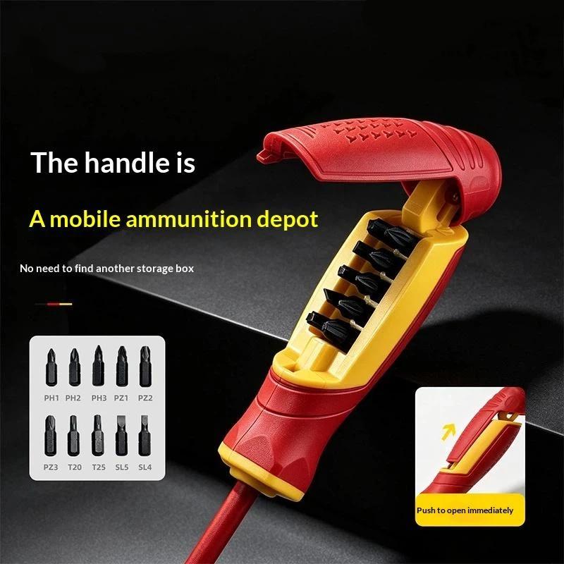 Insulated Screwdriver Set Magnetic Slotted Bits Interchangeable Multi-Purpose Electrician Tool Motorcycle Repair