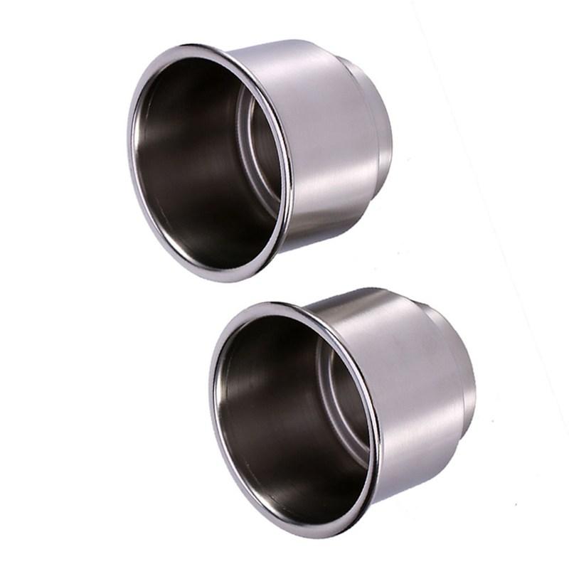 2Pcs Stainless Steel Drink Holder Mount Open Front Cup Bottle Holder for Marine Boat RV Camper
