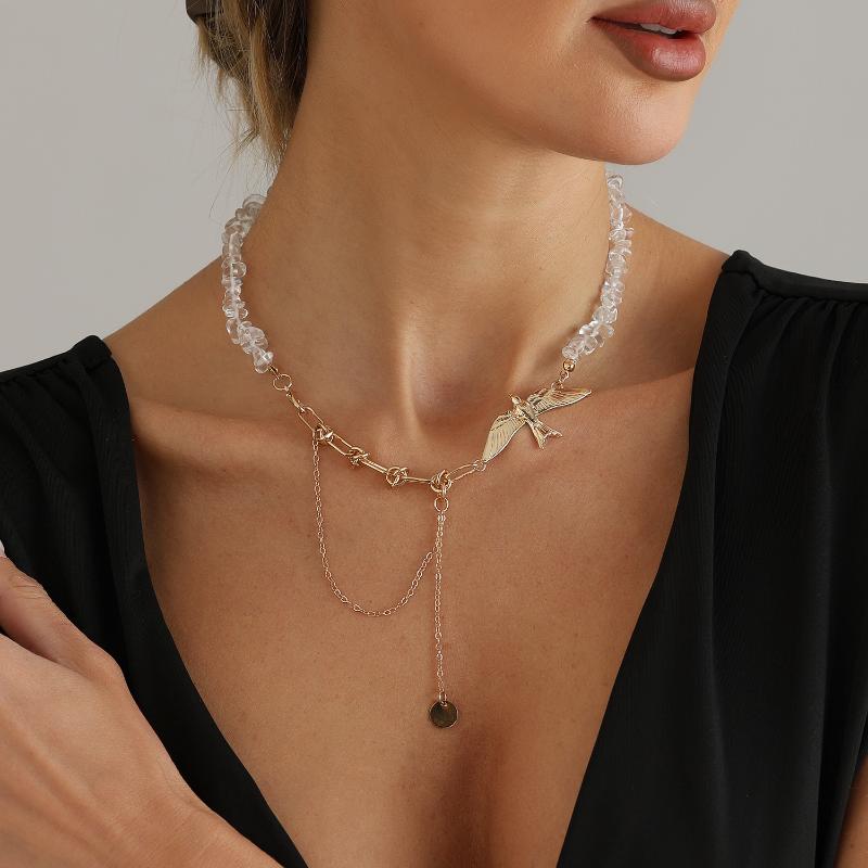 Elegant Irregular Tassel Chain Swallow Pendant Necklace For Women Vintage Creative Chocker Necklace Wedding Jewelry