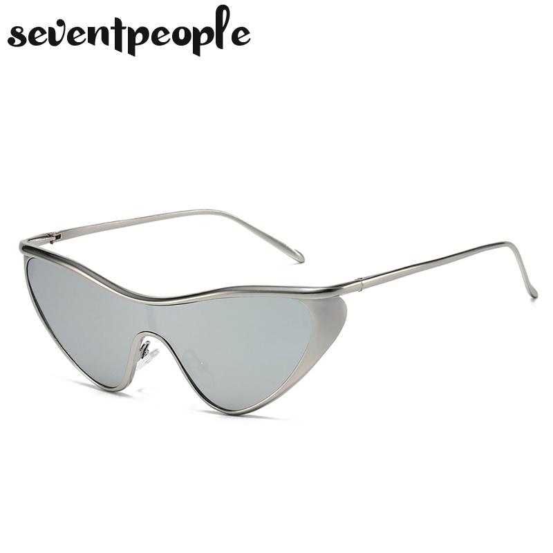 Y2K Punk Sexy Cat Eye Shield Sunglasses Women  Luxury Brand Vintage One-Piece Sun Glasses For Ladies Fashion Goggle Shades