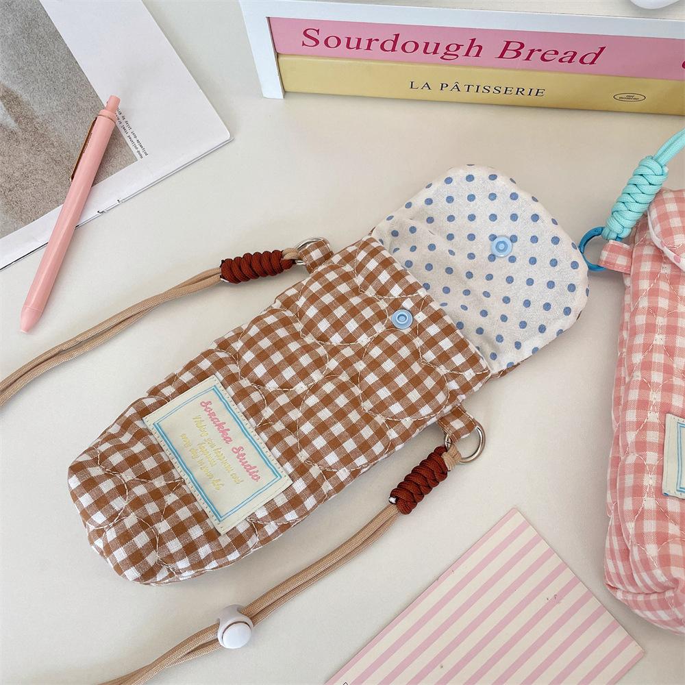 Ctrast Candy Color Female Crossbody Bag Plaid Polka Dot Women's Storage Bag Girls Letter Prints Lightweight Small Shoulder Bag