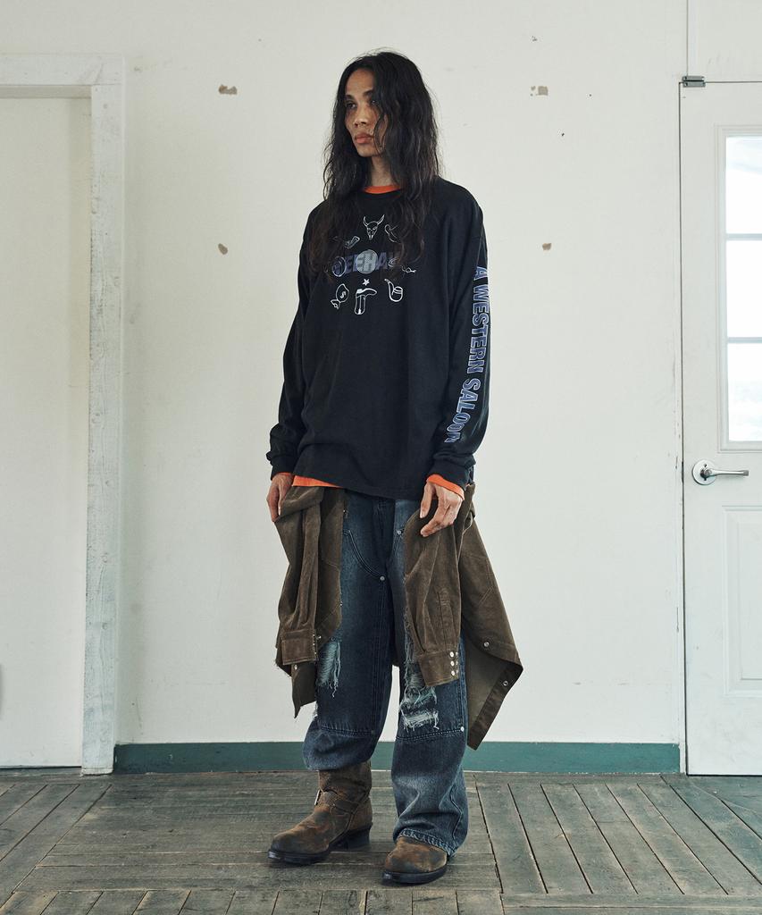 THEVINYLHOUSE Western Saloon Ls Tee Black