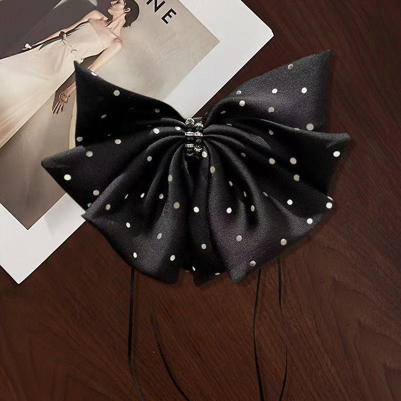 Korean Chic Polka Dot Bow Hair Clip for Low Ponytails