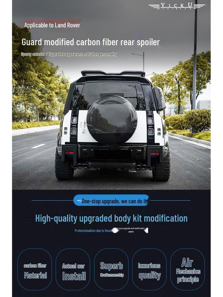 Land Rover Defender Carbon Fiber Rear Spoiler - Chelsea, Tiger Fang, KN Styles