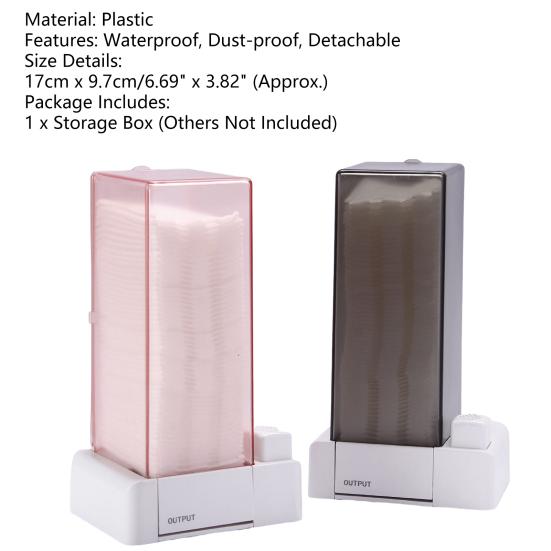 Storage Box Detachable Dust-proof Rectangular Reusable Plastic Auto Cotton Pad Dispenser Household Supplies