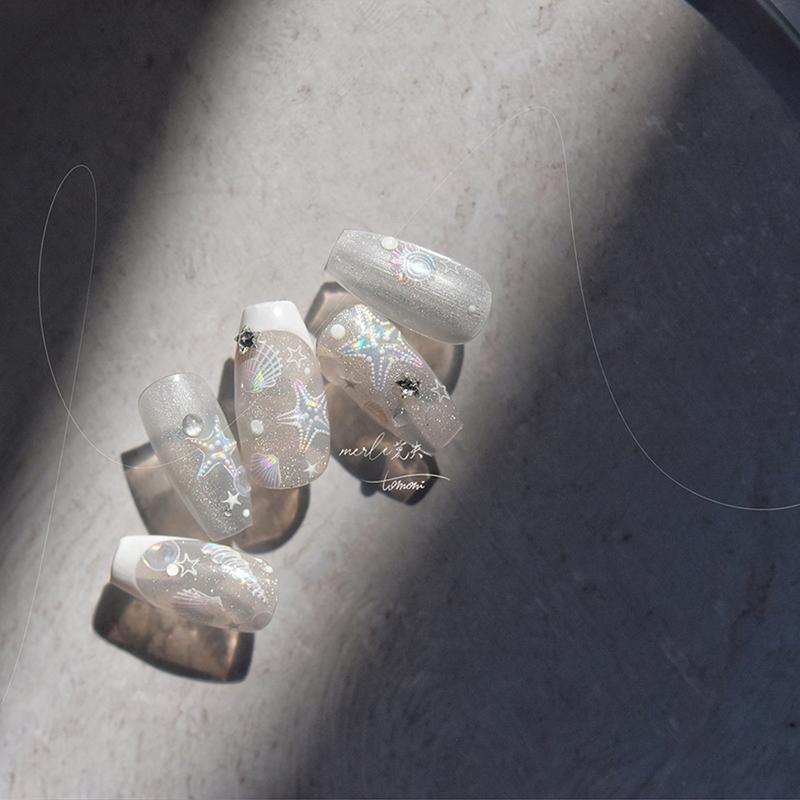 Coquillage Brillant Lumière Laser Coquillage de Mer Conque Étoile de Mer Étoile Autocollants Décalcomanies Nail Art Adhésifs Manucure Charmes Fantastiques Vie Marine