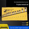 14-Piece Dual-Use Mirror-Finish Ratchet Wrench Set with Flower-Shaped Open End