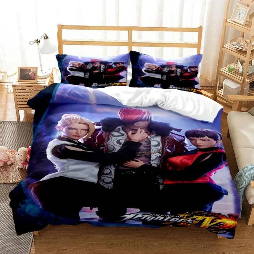 Anime King of Fighters KOF Bettwäscheset Jungen Mädchen Twin Queen Size Bettbezug Kissenbezug Bett Kinder Erwachsene Heimtextilien