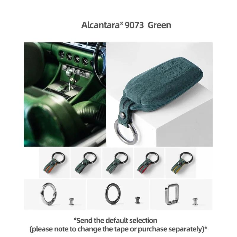 

Car Remote Key Case Cover for Ferrari F430 488 458 F12 Roma 812 F8 Auto Fob Made of Alcantara Keychain Keyring Protect Accessory 9073 Green