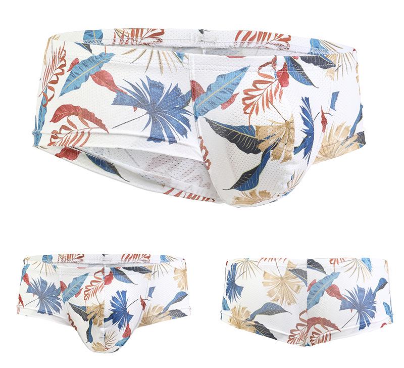 GAY Euro-Amerikanische Mid-Low Rise Herren Unterhose mit Kopf-Print, U-Konvexes Mesh, Atmungsaktiv & Feuchtigkeitstransportierend, Schweißabsorbierender Stil E085.
