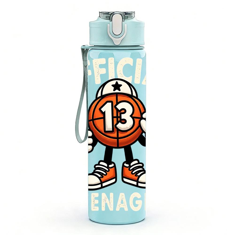 1PC Number 13 Teenager Mascot Figure 750ml Color Plastic Water Bottle Leakproof Flip Straw Lid For Sports Office Home Use