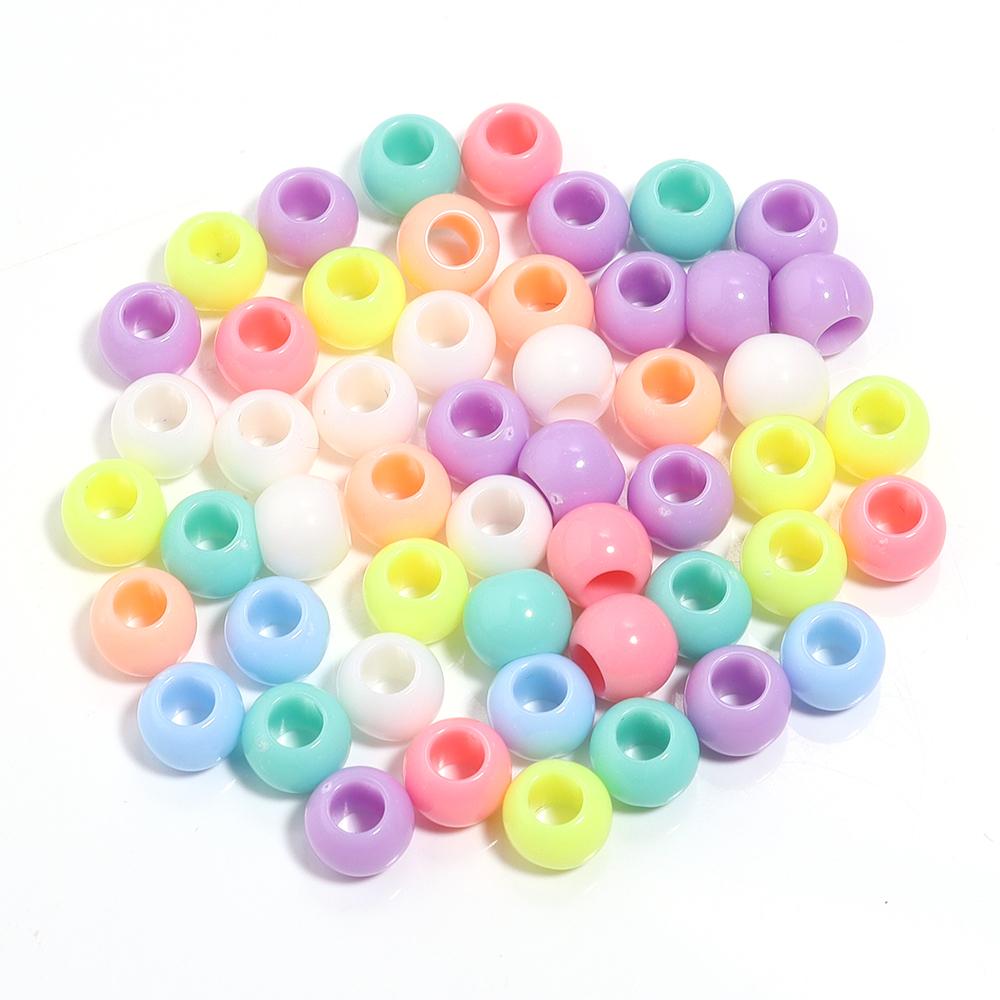 10-200pcs Acrylic Big Hole Beads Candy Color Round Loose Beads for DIY Jewelry Making Bracelets Necklace Keychain Accessories