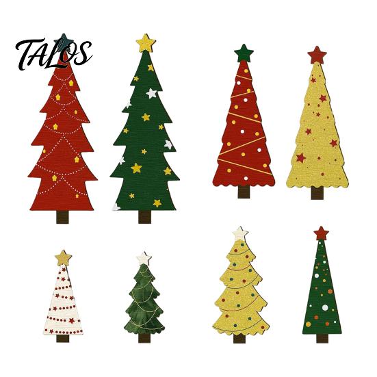Desktop Christmas Tree 8Pcs Table Sign Set, Rustic Wooden Xmas Tiered Tray Decoration Sign, Mini Tabletop Centerpiece, Winter Holiday Party