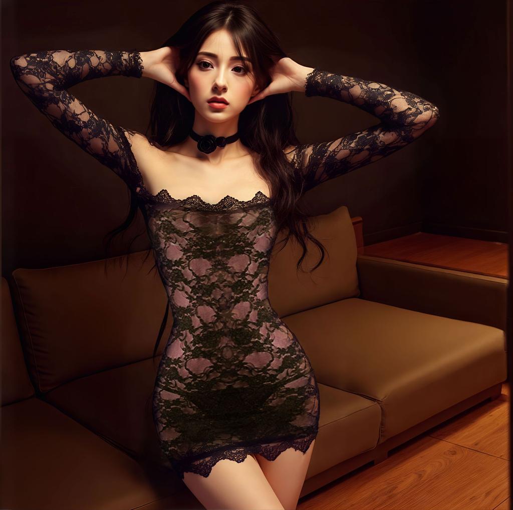 Sexy underwear stepmother lace tight slim dress black pure desire sexy imperial sister hip wrap perspective
