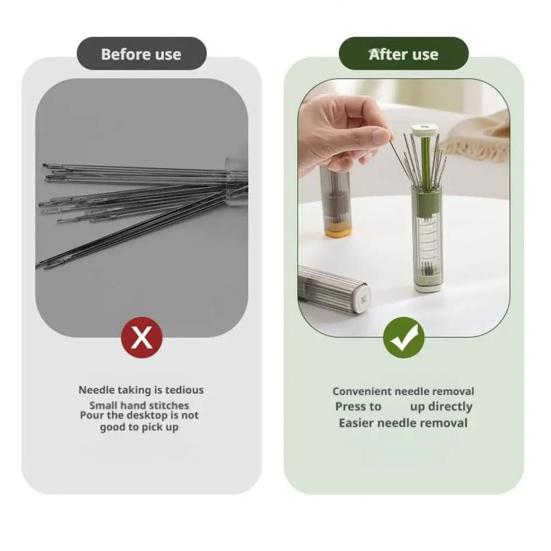 Yousheng Empty Magnetic Needle Case Portable Pop-Up Needle Box Press Type Magnetic Needle Organizer for Home Travel Hand Sewing DIY Craft Projects