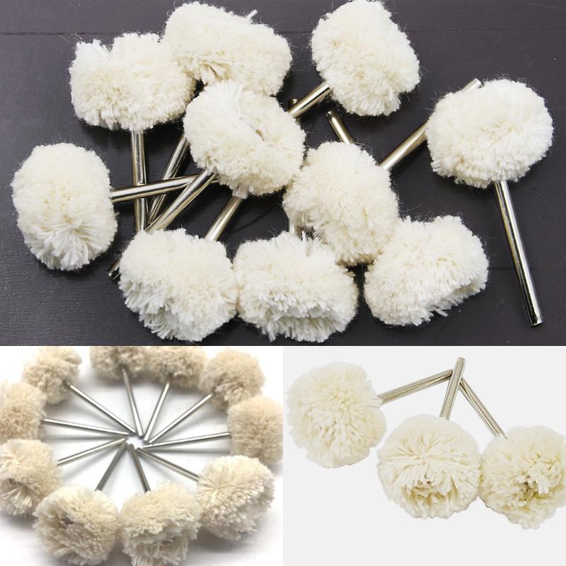 10/20/30pcs Wool Polishing Wheel 3mm Shank Artificial Wool Buffing Wheel Grinder Head Rotary Tools For Stone Metal and Nonmetal