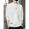 Men's Woodpecker Long Sleeve Hoodie: Trendy White Loose-Fit T-Shirt for Autumn 2025
