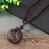 Hand-carved mahogany necklace retro femininity long autumn and winter sweater chain cotton and linen accessories