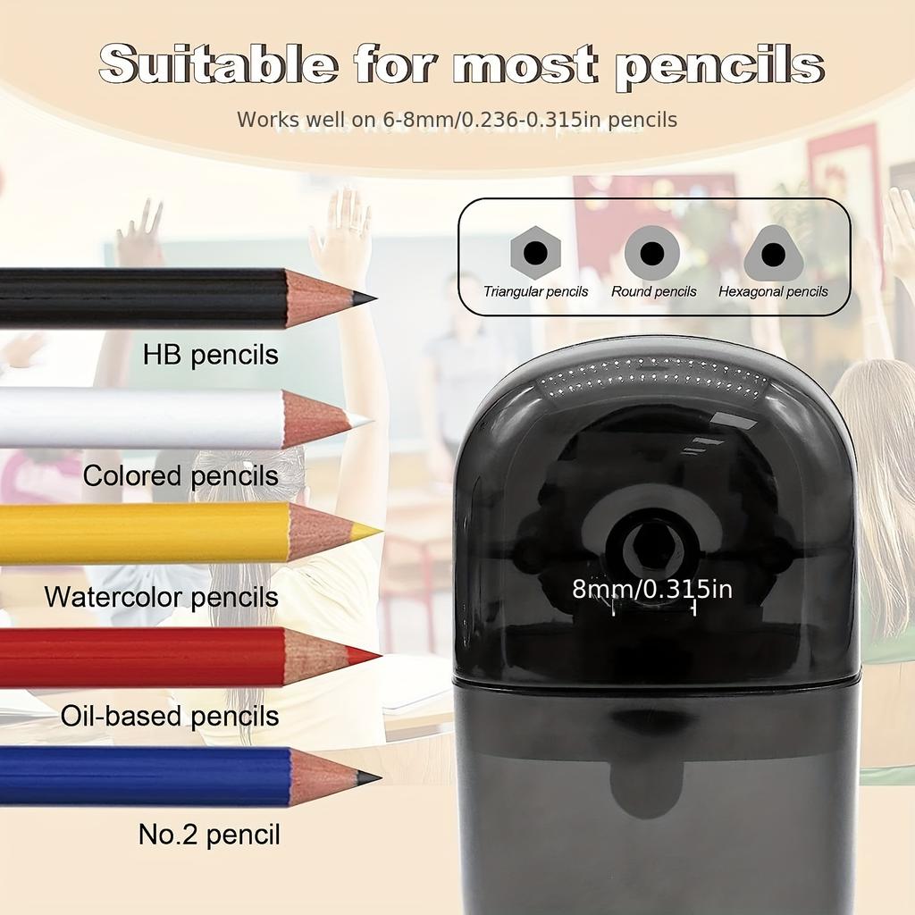 Heavy Duty Blade Manual Pencil Sharpener Auto-Stop Function Handheld Fast Sharpener for Kids #2 HB Pencils Hand Cranked Safe Design