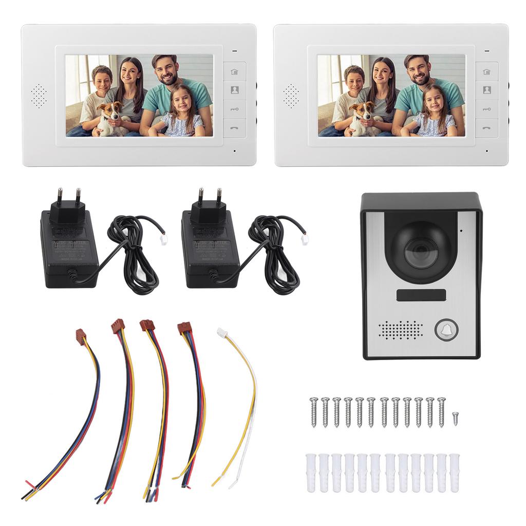 7in Wired Video Door Phone Kit Night Vision 2 Way Intercom Video Doorbell System for Apartment Villa
