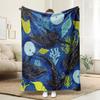 Ocean Life Theme Fleece Blanket - Blue Whale Shark & Sea Turtles Print, Dark Blue with Green Coral Reef Design - Soft Breathable