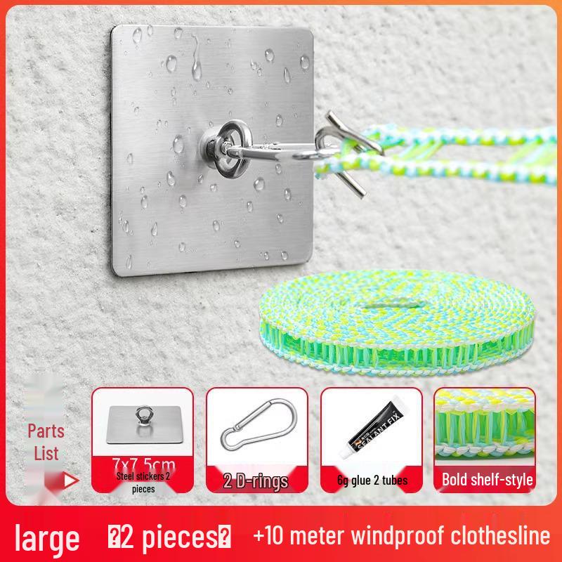 Stainless Steel Adhesive Clothes Drying Rack with Sunshade Net and No-Punch Hooks