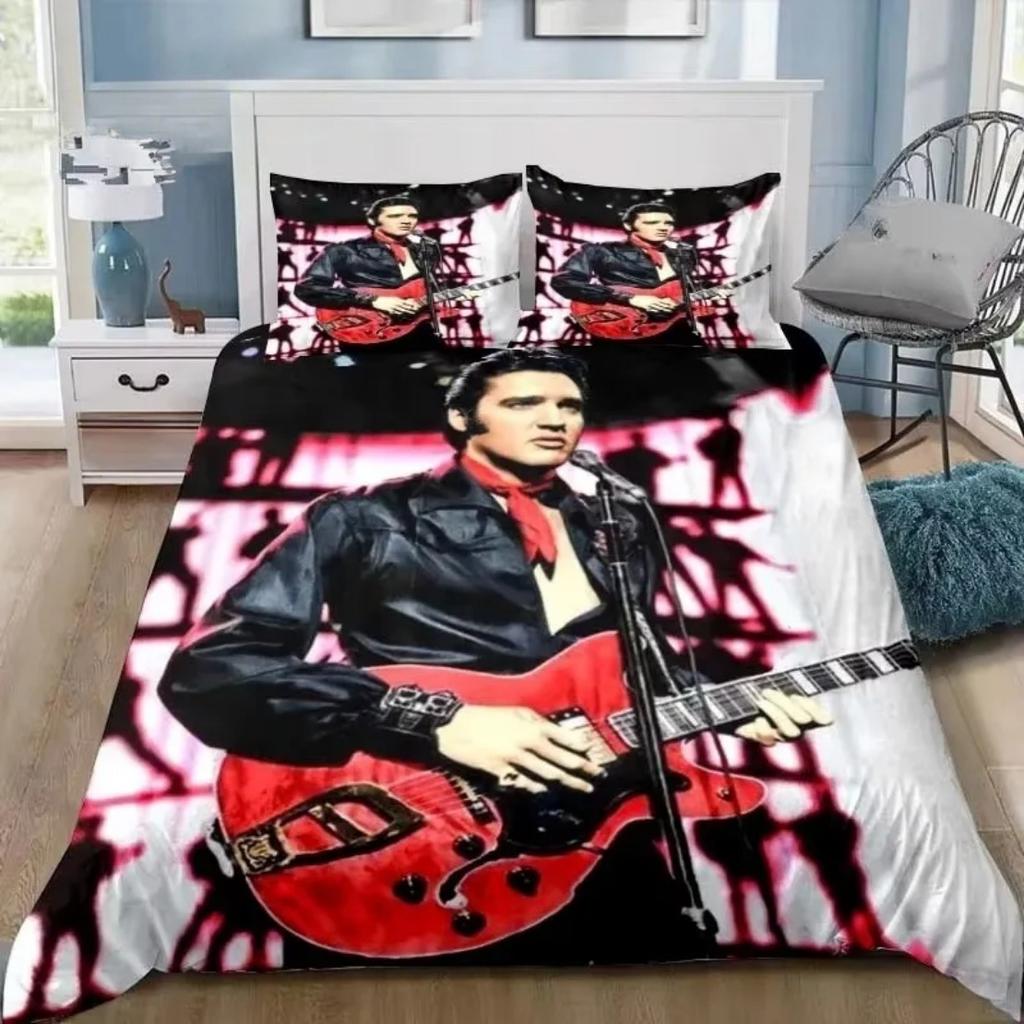 Copripiumino Federa C-Collection E-Elvis Set Biancheria da Letto Decorazione Camera da Letto Ragazzo Set 2/3 pezzi Singolo/Matrimoniale/Queen Taglia Grande