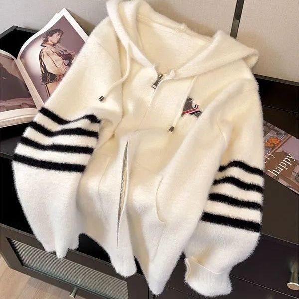 Men s Autumn Winter Hooded Slim Knit Cardigan - Korean Lazy Style Sweater Coat XL 2949₽