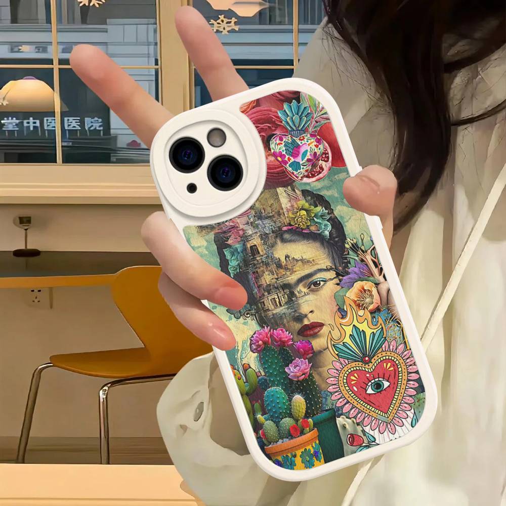 Fashion F-Frida K-KahlosS Leather Phone Case For IPhone 16 15 14 13 11 12 Pro Max Mini Plus Back Cover