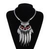 Vintage Statement Boho Necklace For Women Leaves Tassel Blue Black Red Beads Rhinestone Bohemian Necklace Party Jewelry Gift
