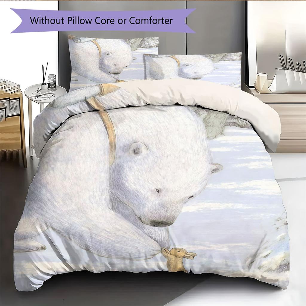 Bear Bedding Quilt Set Quilt Cover Pillowcase Home Decoration Birthday Gift (1 * duvet cover + 2 * pillowcase, without core)