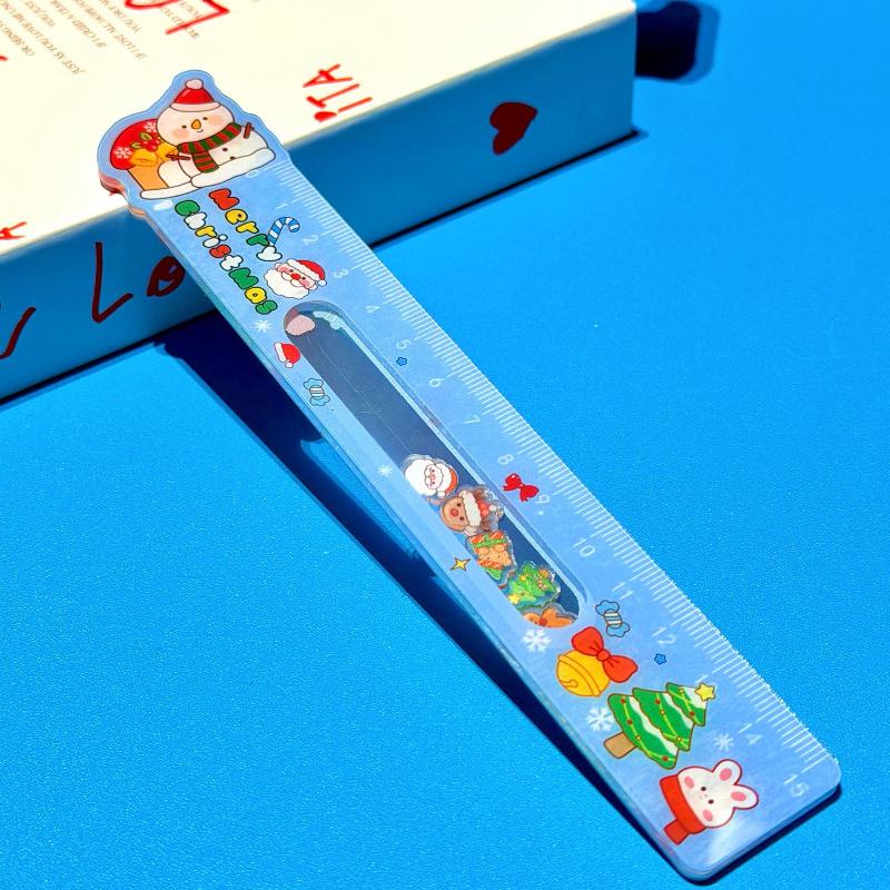 Cartoon Santa Claus Snowman Christmas Ruler Creative Drawing Painting Tool Reward Stationery Student Gift School Supplies