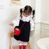 Adorável Porta-moedas Infantil Tricotado à Mão Bolsa Mini Transversal Fofa de Morango Para Meninas