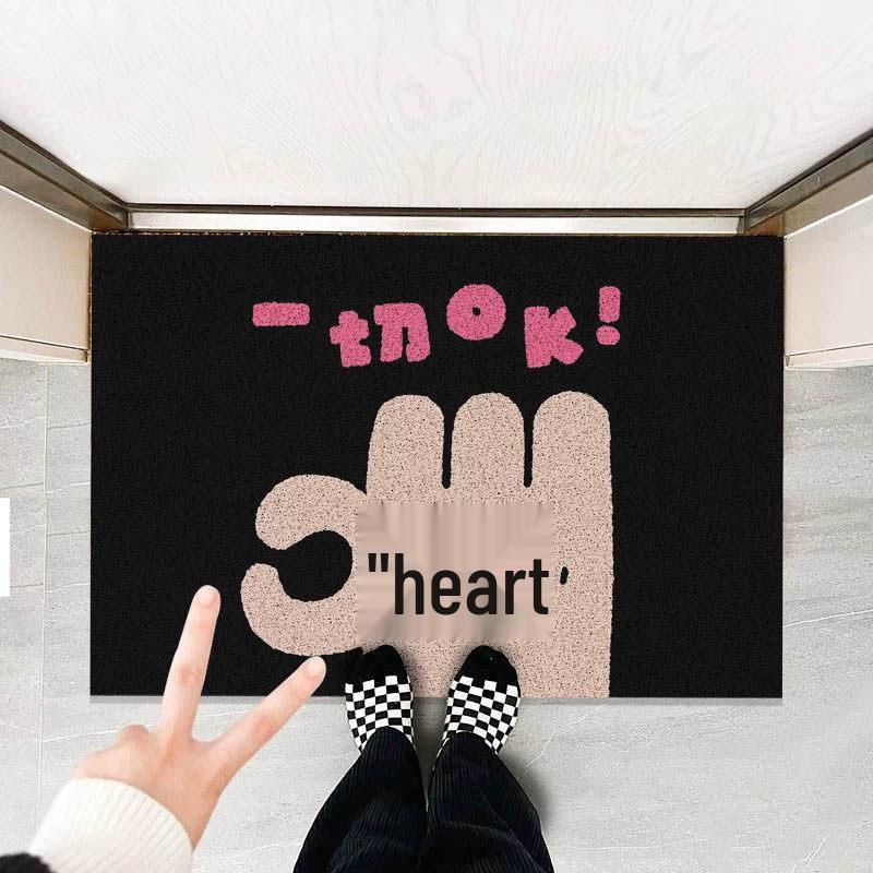 

Black Fun Text Entrance Door Mat, Non-Slip, Dirt-Resistant, Cuttable Coil Foot Mat for Home or Hallway Use 50cm x 80cm