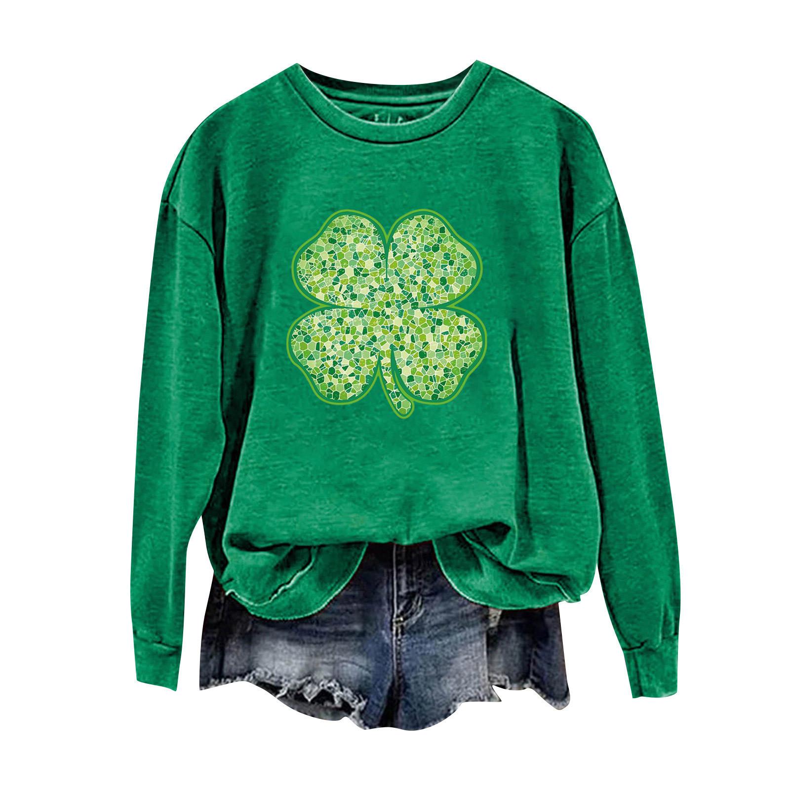 

Жіночі топи з круглим вирізом, бавовняні жіночі повсякденні модні пуловери з довгим рукавом і круглим вирізом XXXL зелений