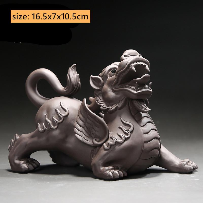 

Purple Clay Pixiu Tea Pet Hand-traced Gold Animal Model Ornaments Office Home Tea Accessories Feng Shui Fortune Decoration